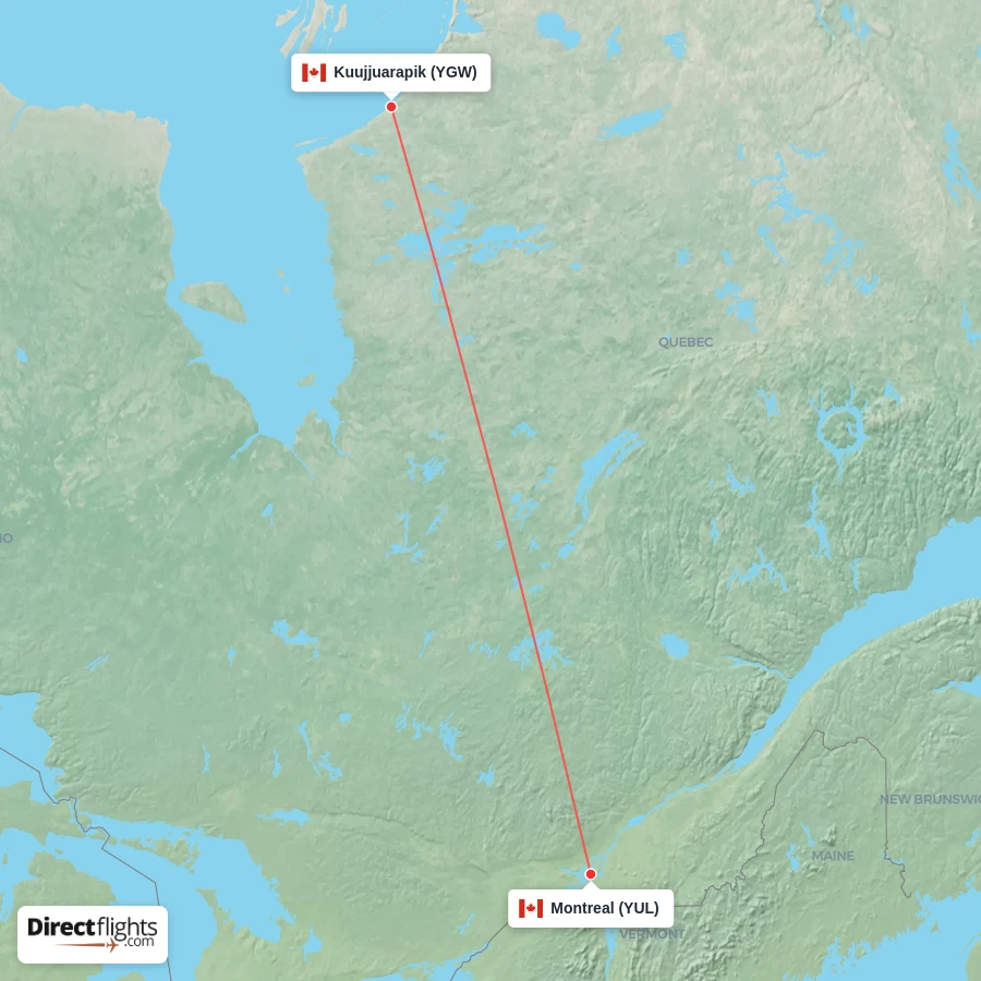 YGW - YUL route map