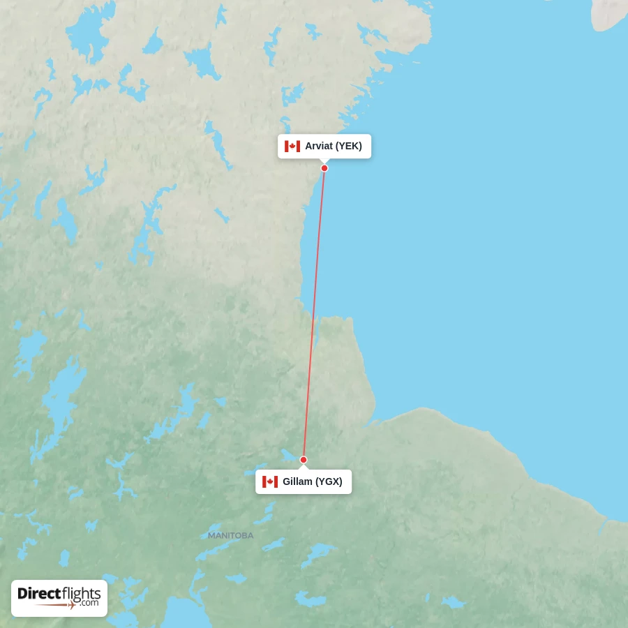 YGX - YEK route map
