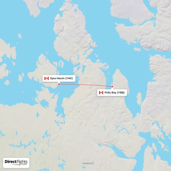 Gjoa Haven - Pelly Bay direct flight map