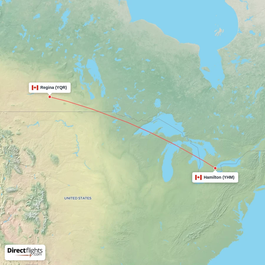 YHM - YQR route map