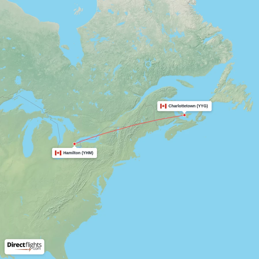 YHM - YYG route map