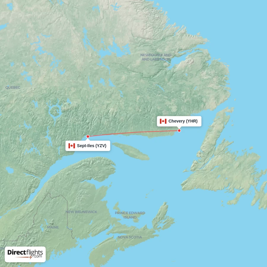 YHR - YZV route map