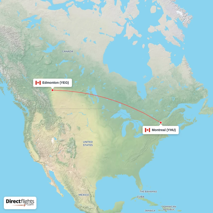 YHU - YEG route map