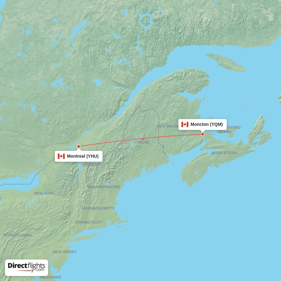 YHU - YQM route map