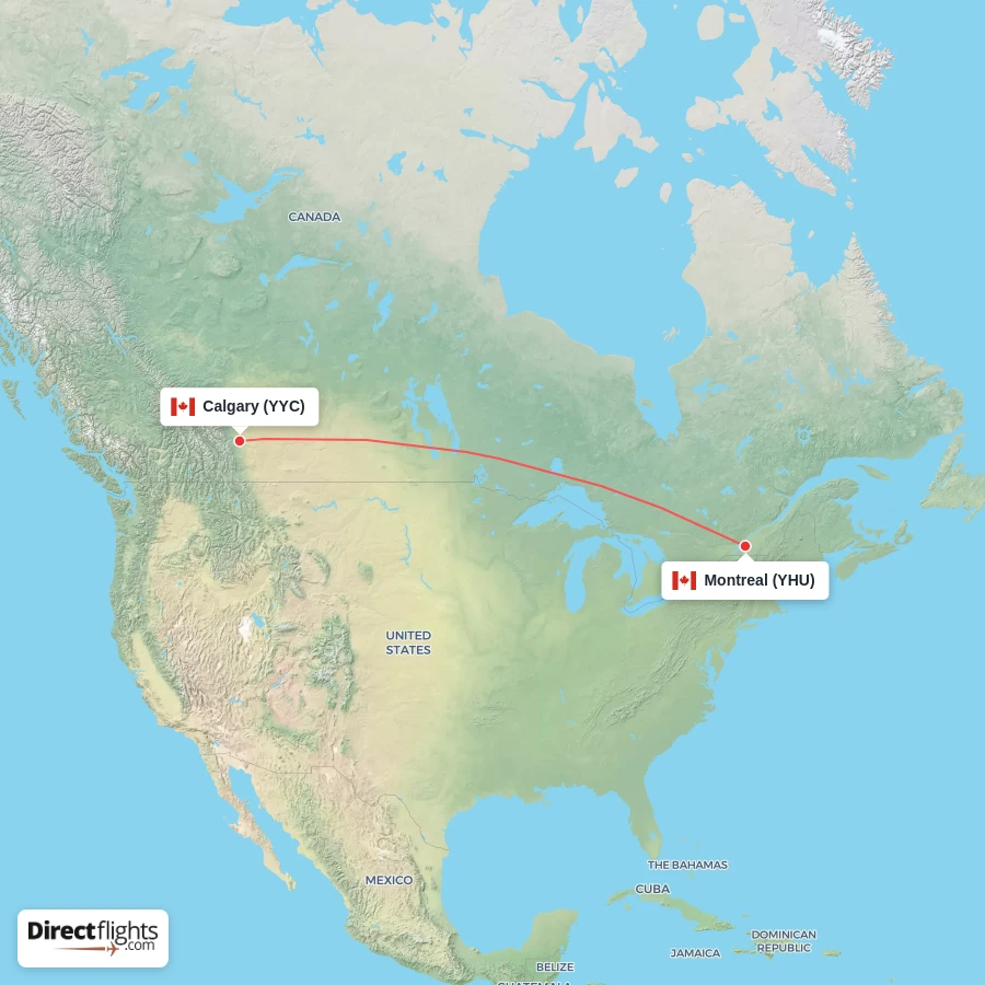 YHU - YYC route map
