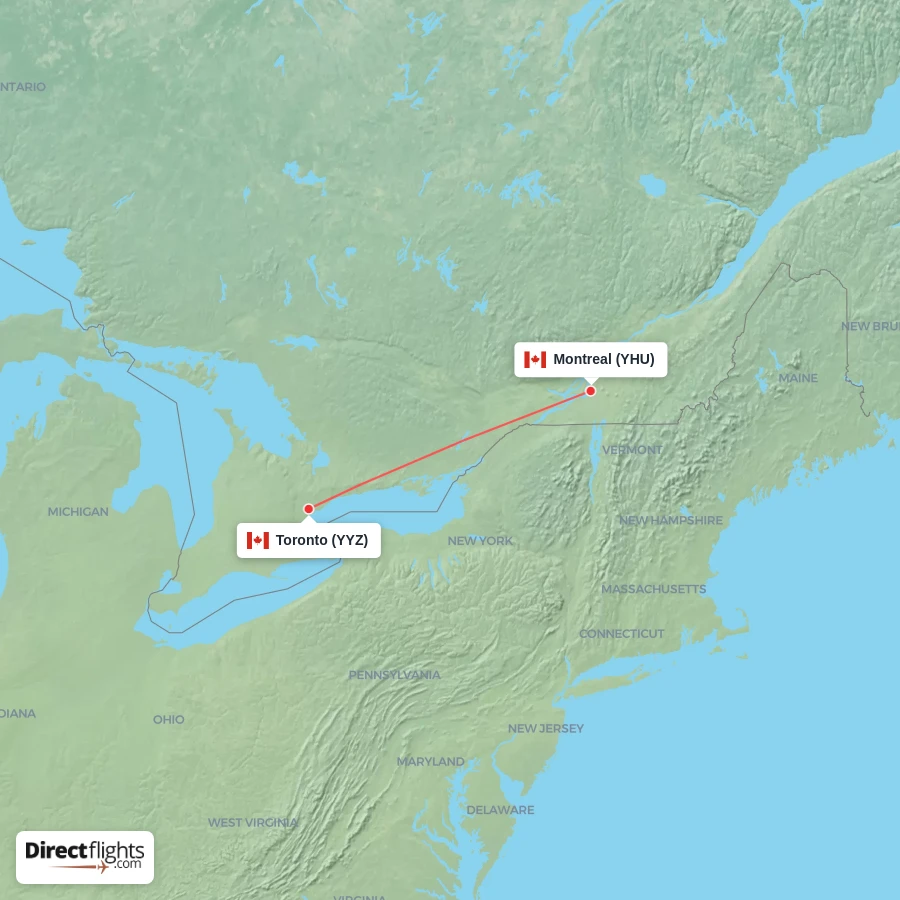 YHU - YYZ route map