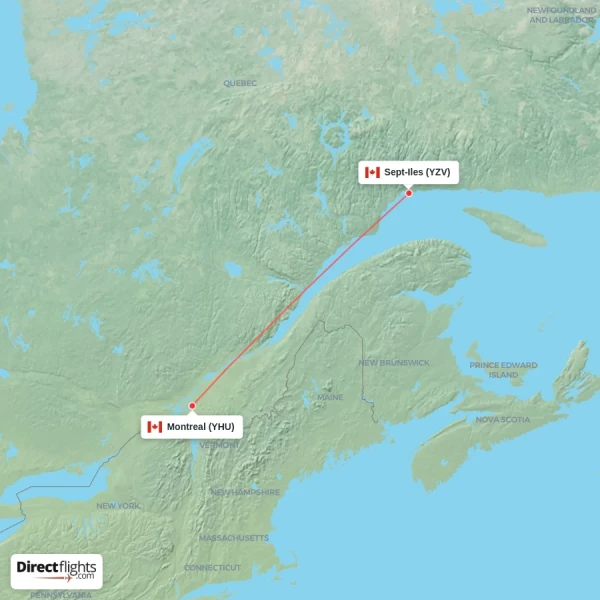 Montreal - Sept-Iles direct flight map