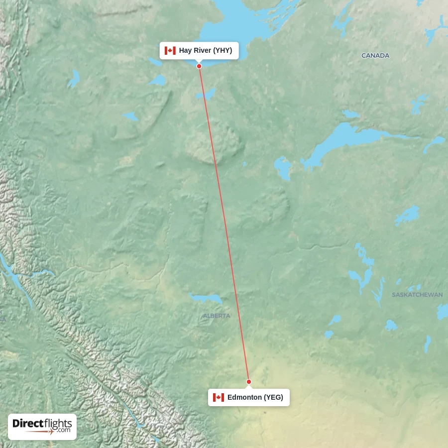 YHY - YEG route map