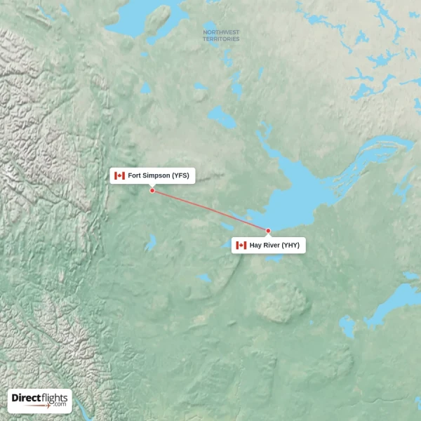 Hay River - Fort Simpson direct flight map