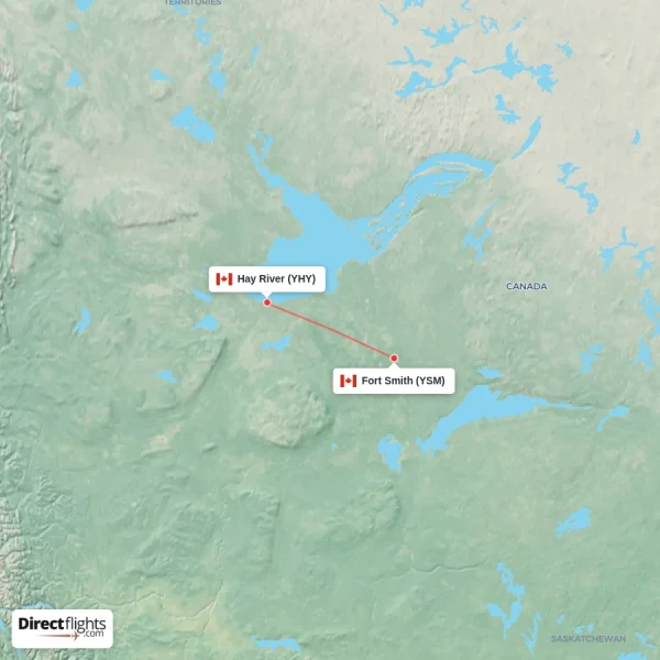Hay River - Fort Smith direct flight map