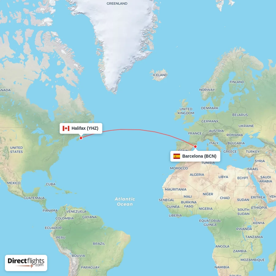 YHZ - BCN route map