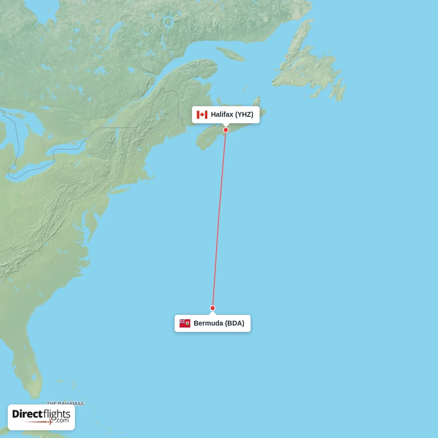 YHZ - BDA route map