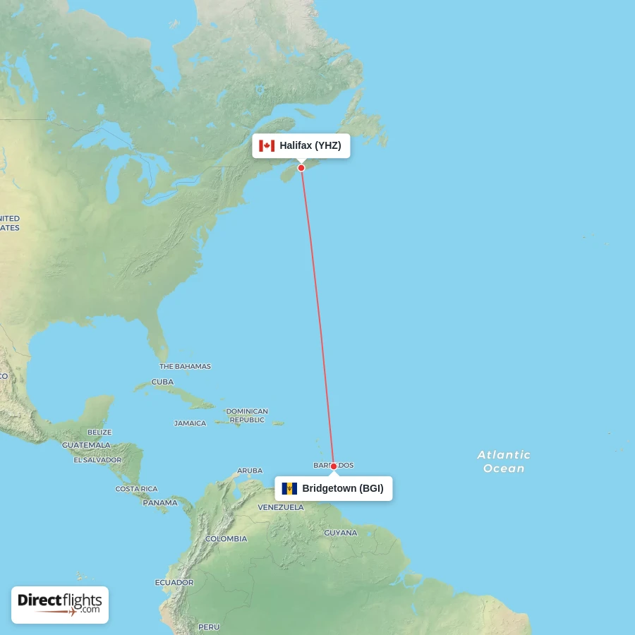 YHZ - BGI route map
