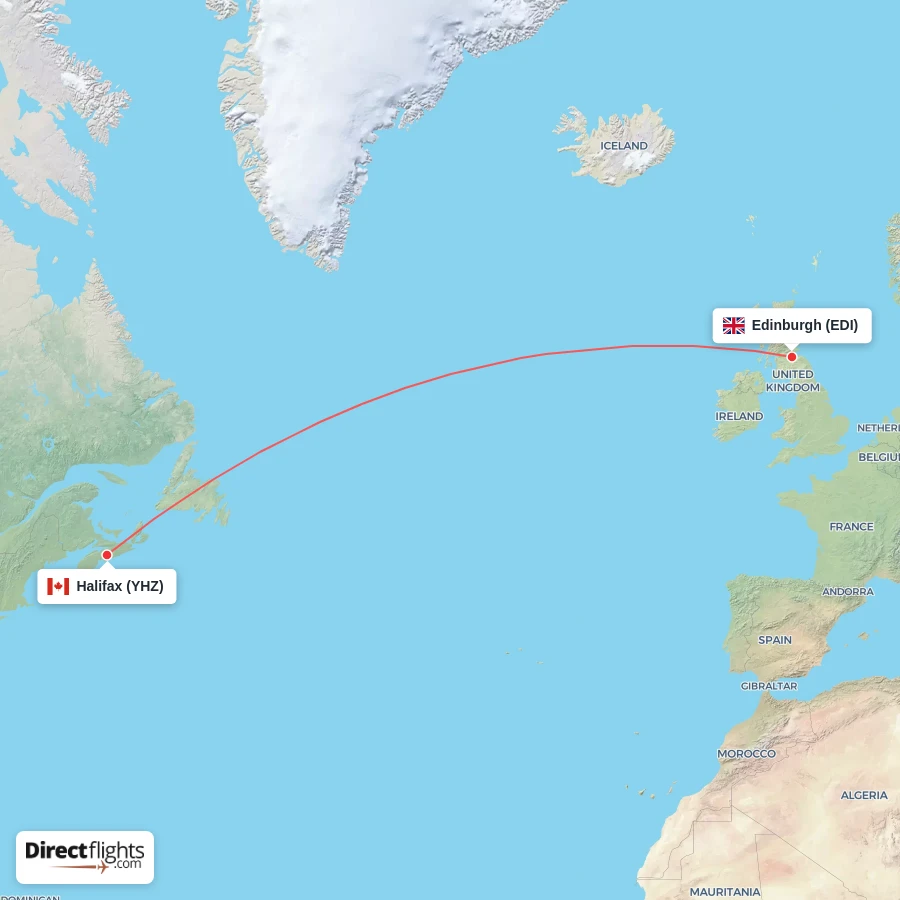 YHZ - EDI route map