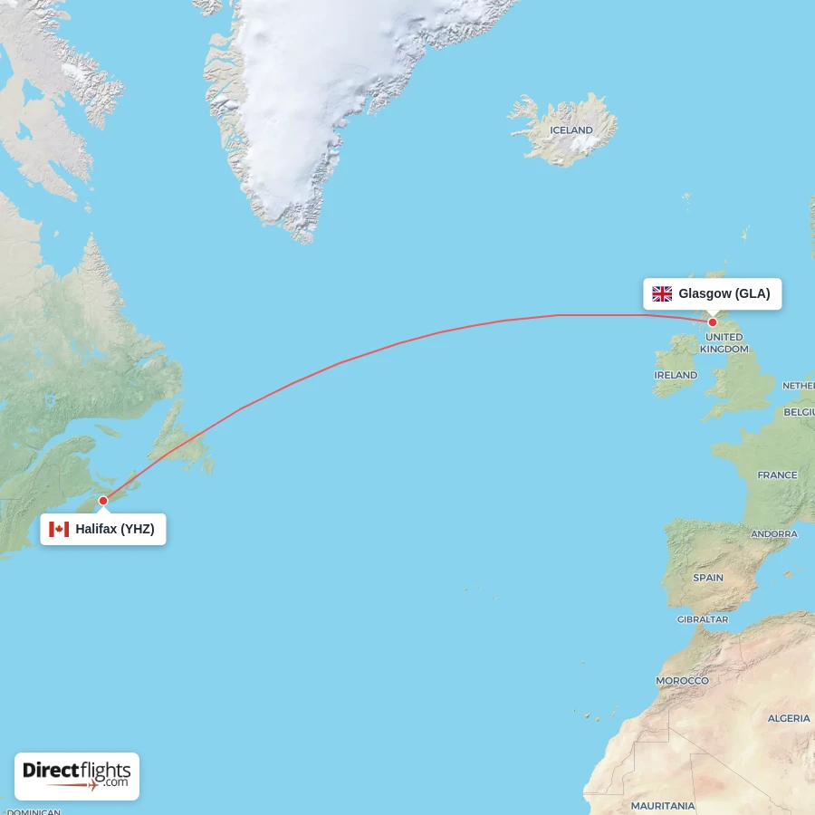 YHZ - GLA route map