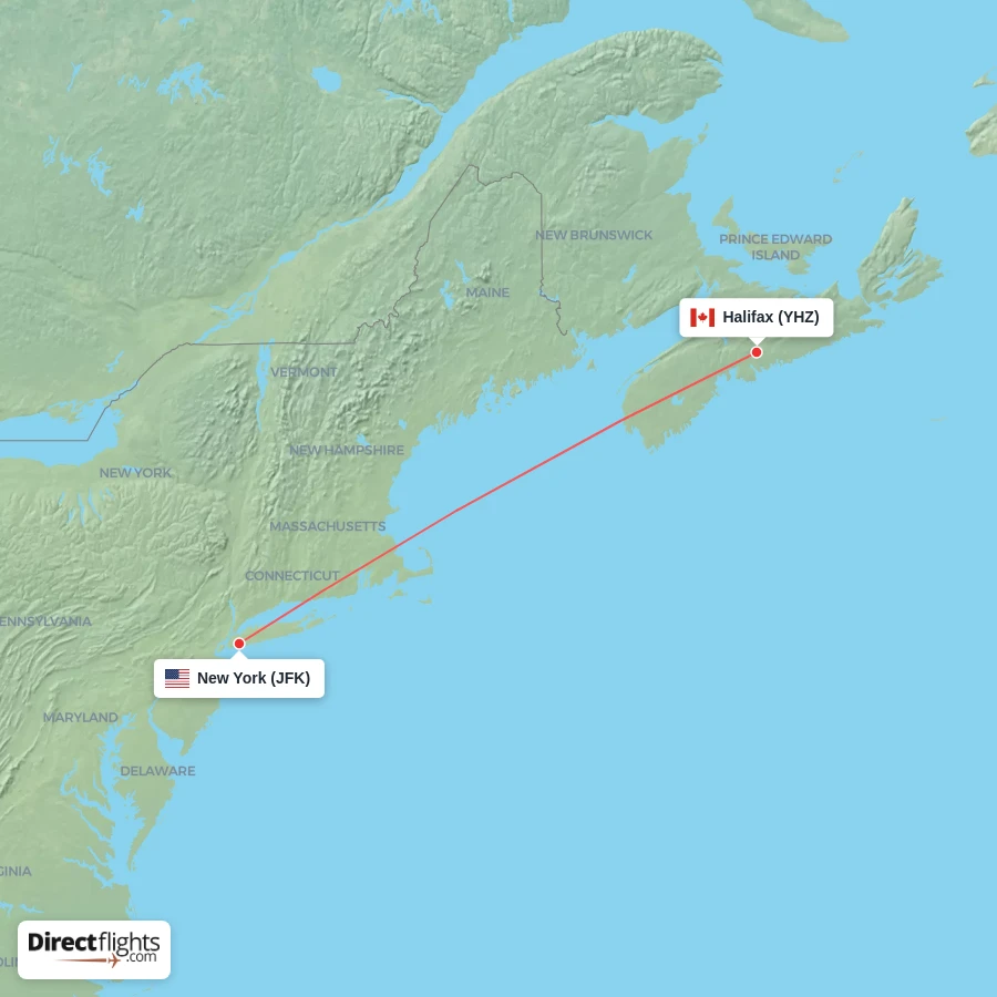 YHZ - JFK route map