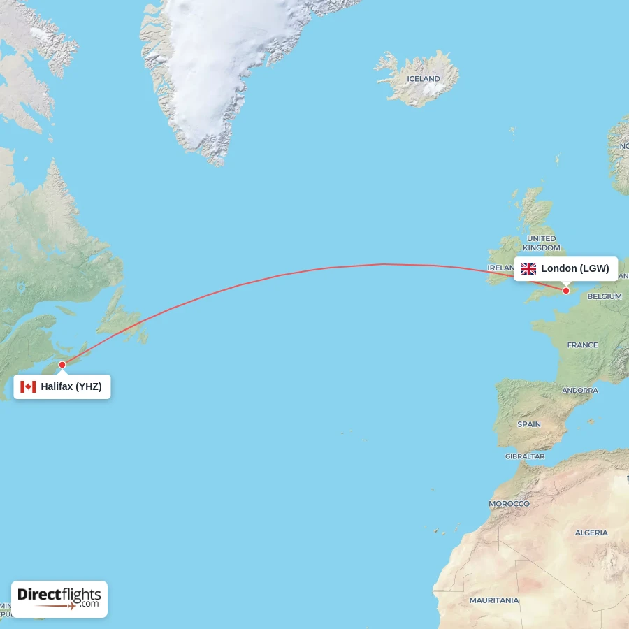 YHZ - LGW route map