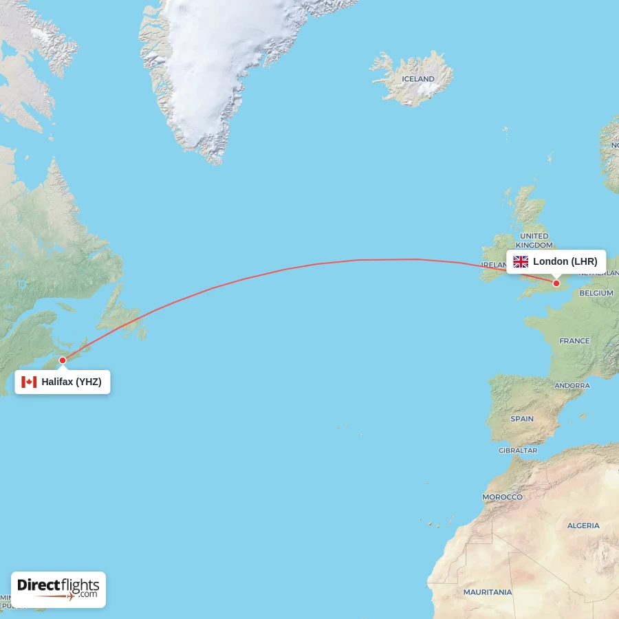 YHZ - LHR route map