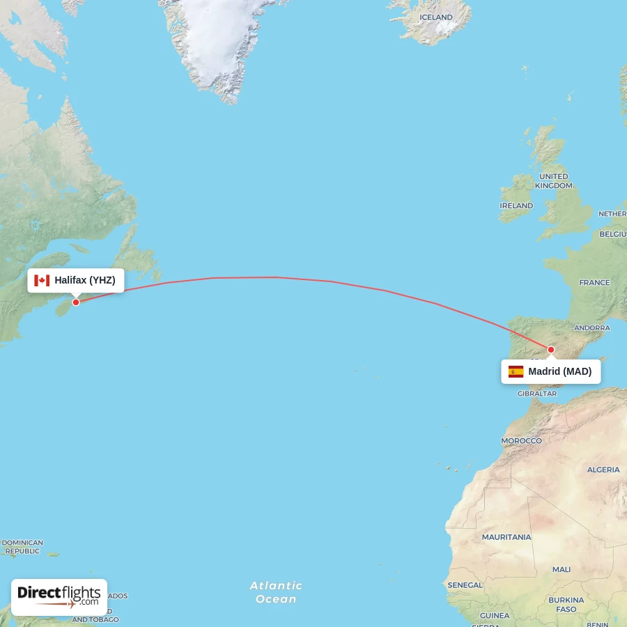 YHZ - MAD route map