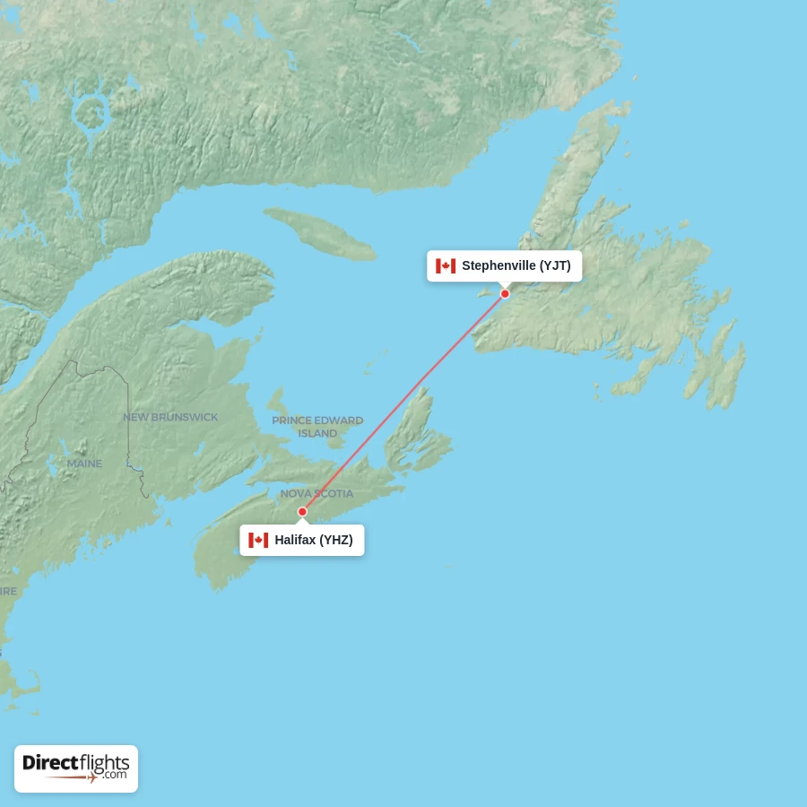 YHZ - YJT route map