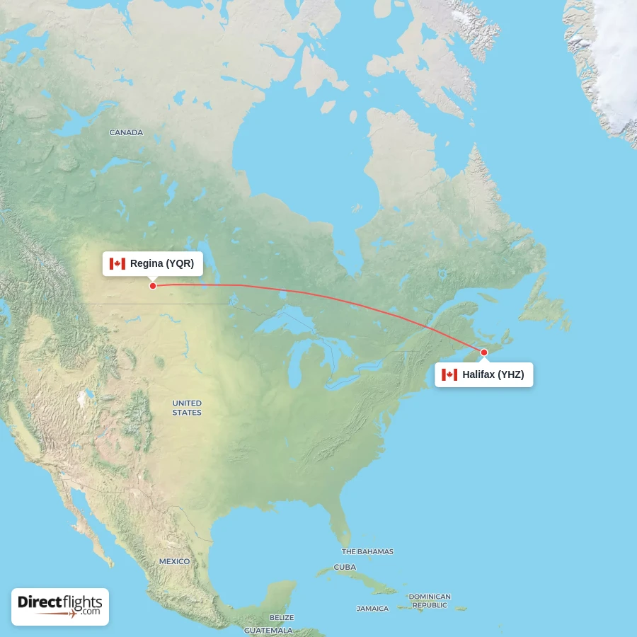 YHZ - YQR route map
