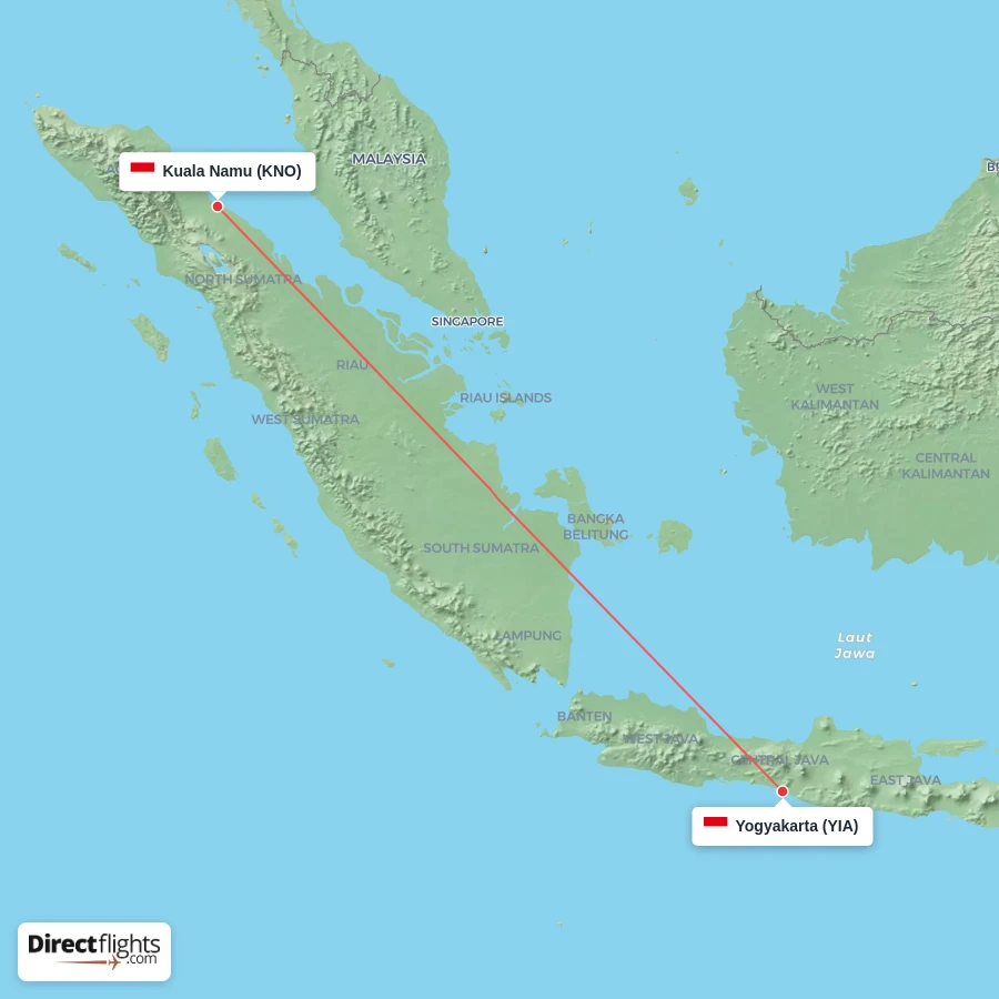 YIA - KNO route map