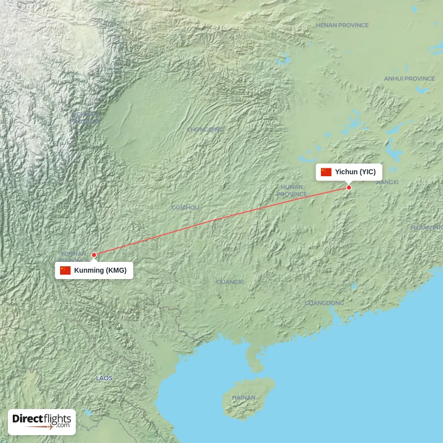 YIC - KMG route map