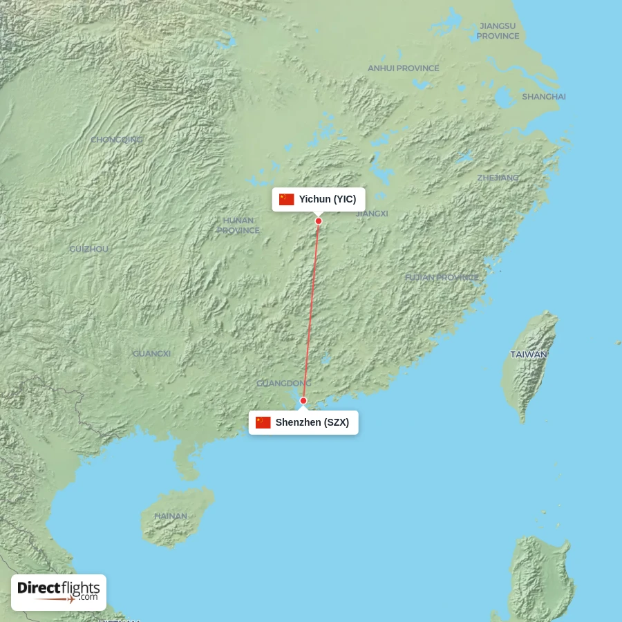 YIC - SZX route map