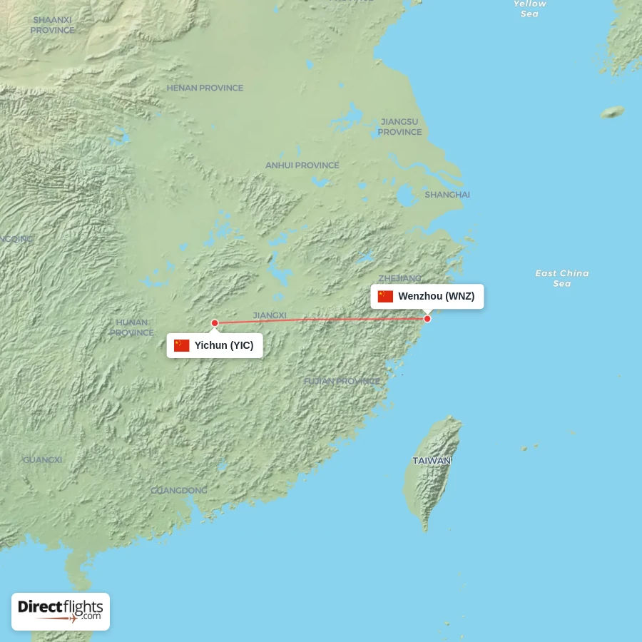 YIC - WNZ route map