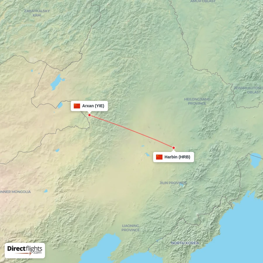 YIE - HRB route map