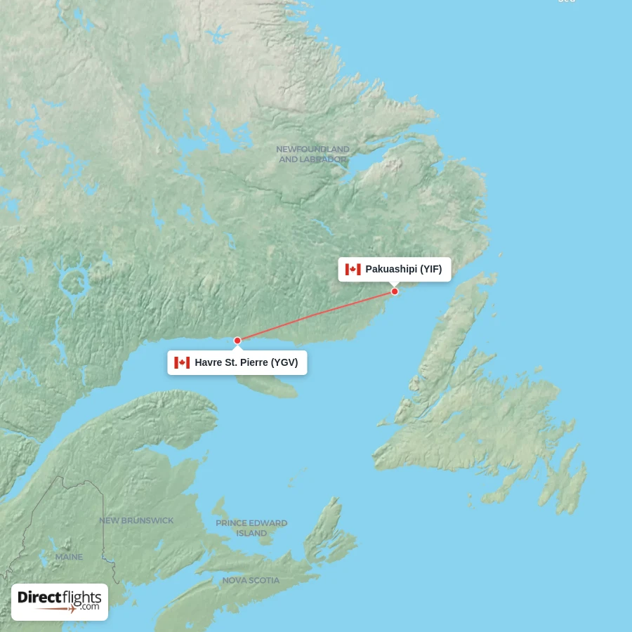 YIF - YGV route map