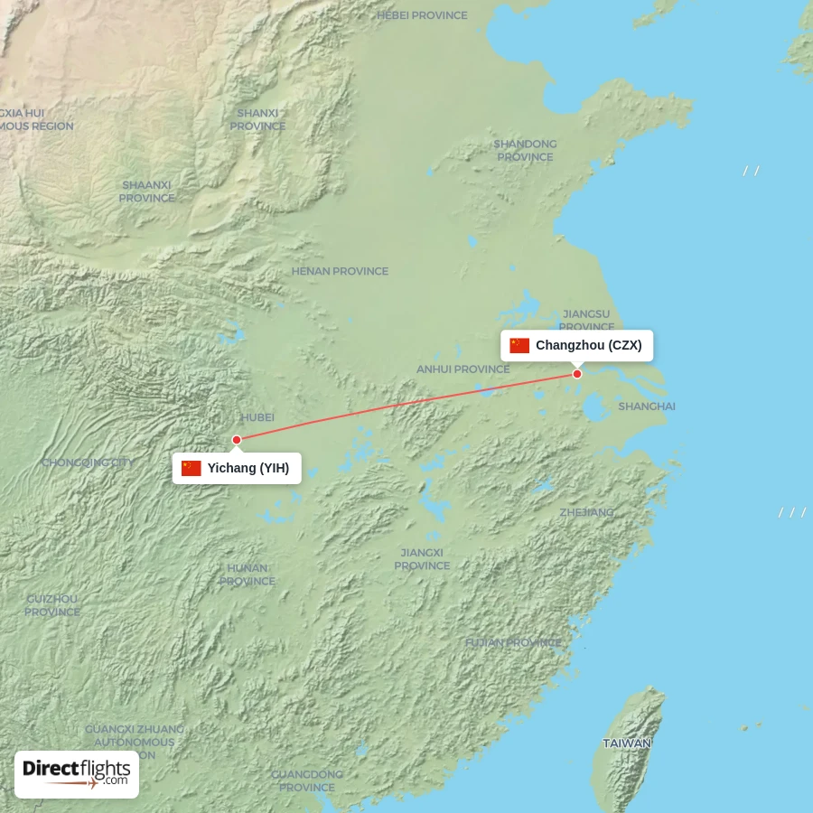 YIH - CZX route map