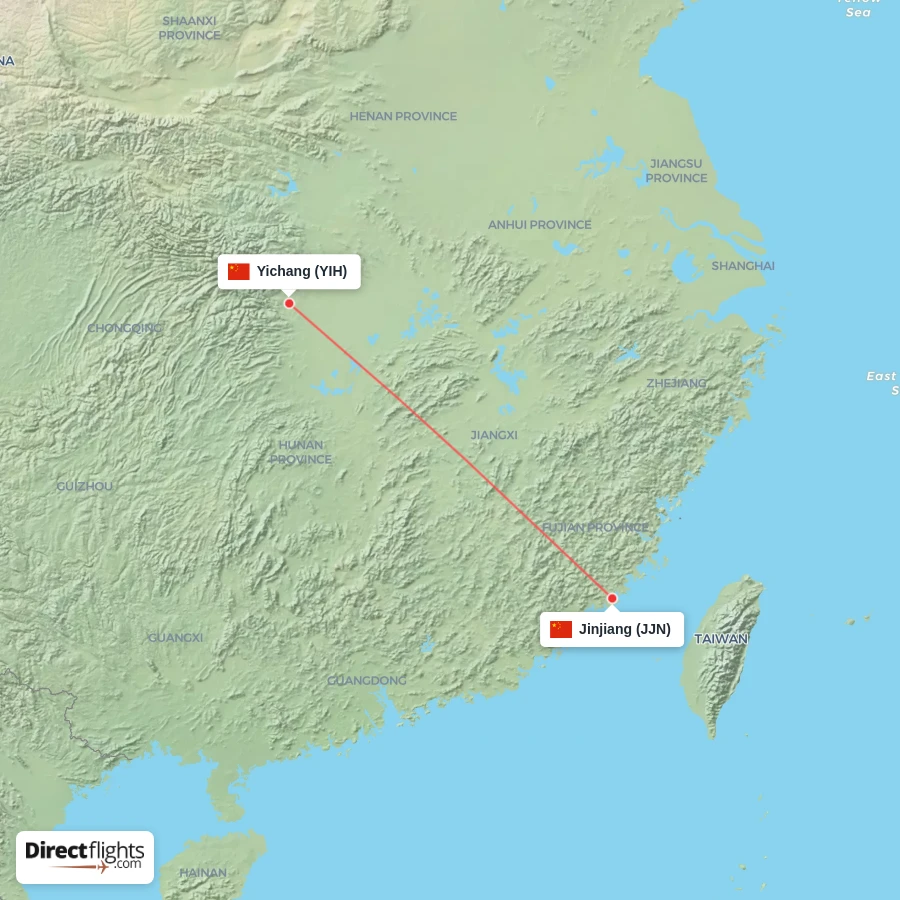 YIH - JJN route map