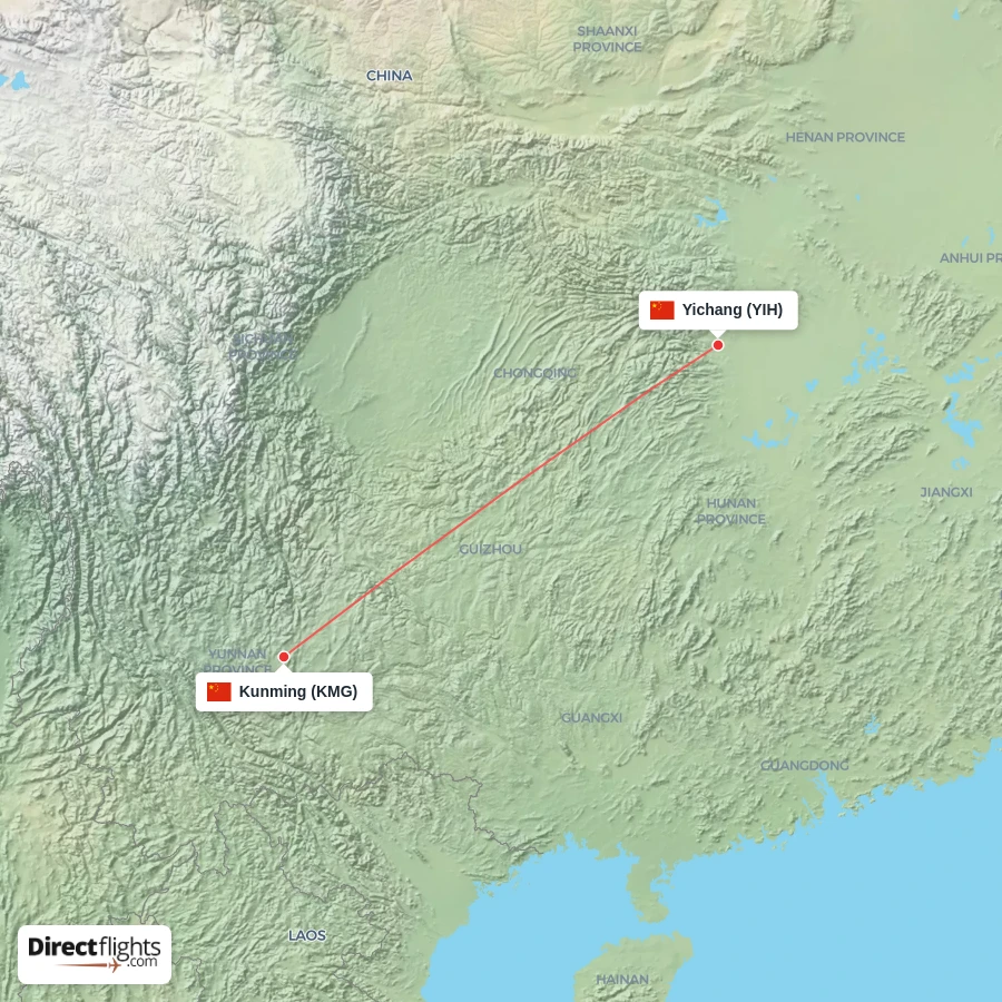 YIH - KMG route map