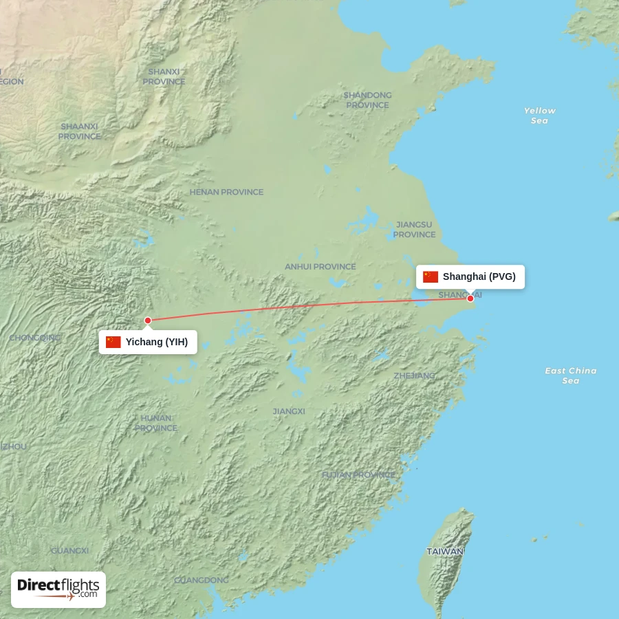 YIH - PVG route map