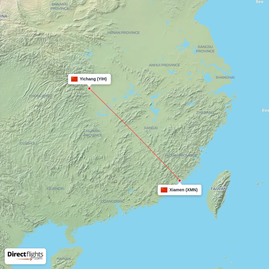 YIH - XMN route map