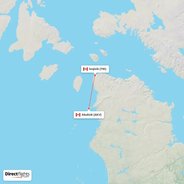 Ivujivik - Akulivik direct flight map