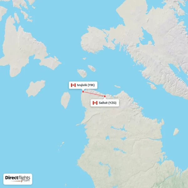 Ivujivik - Salluit direct flight map