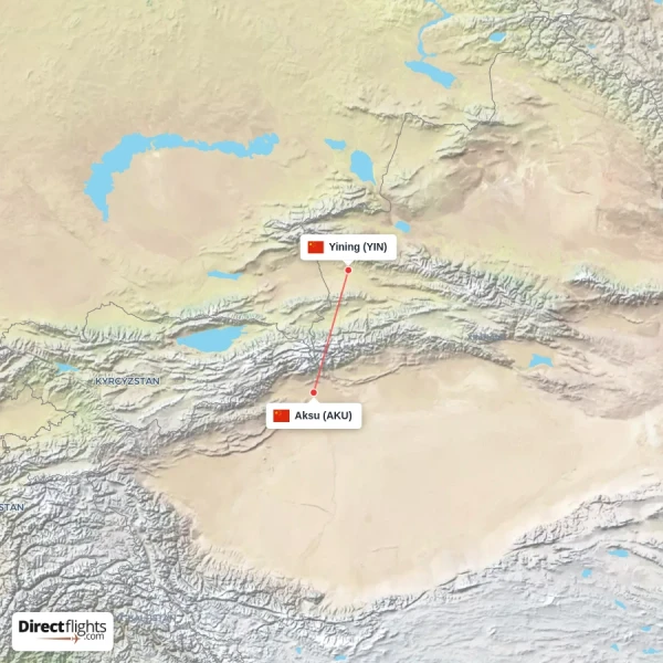 Yining - Aksu direct flight map