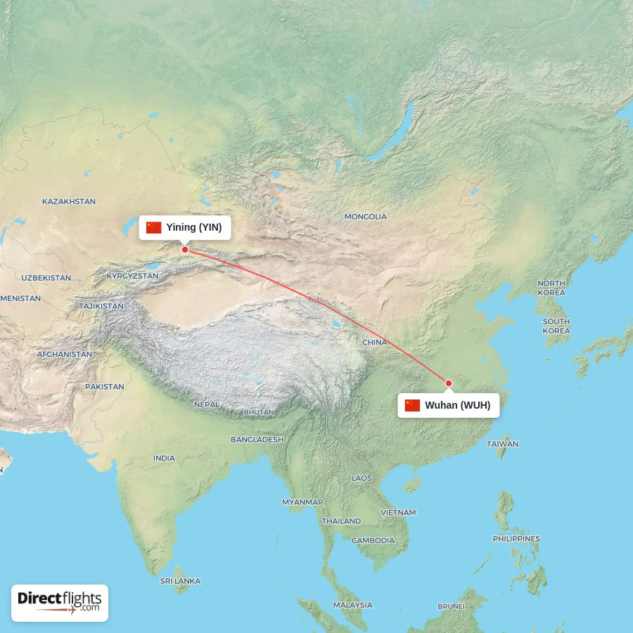 YIN - WUH route map