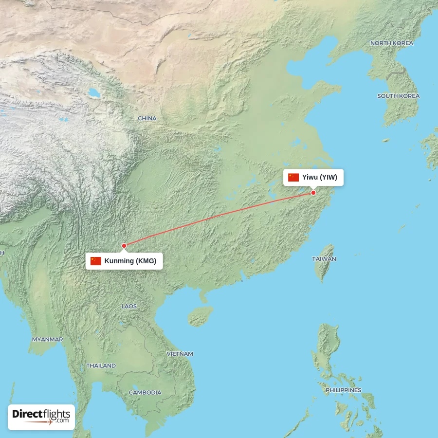 YIW - KMG route map
