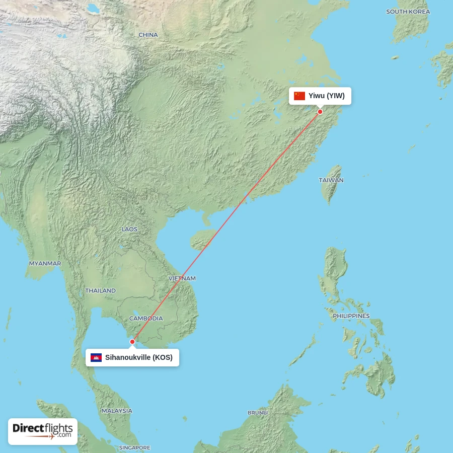 YIW - KOS route map