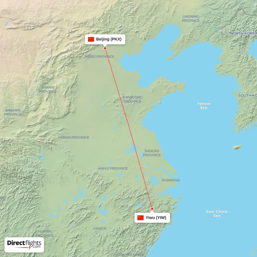 YIW - PKX route map