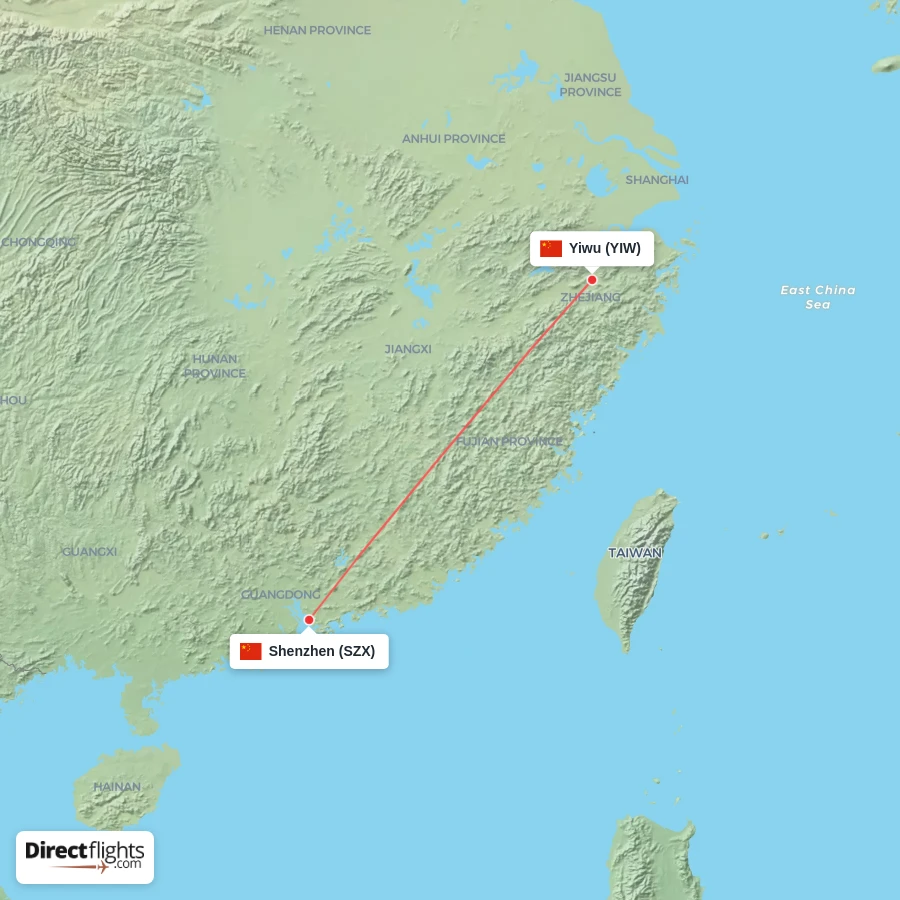 YIW - SZX route map