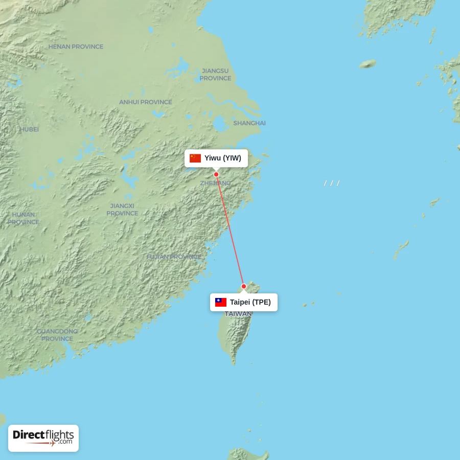 YIW - TPE route map