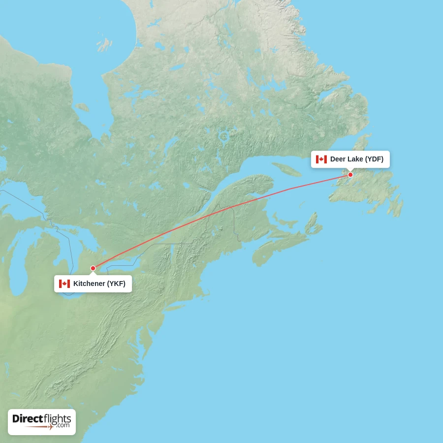 YKF - YDF route map