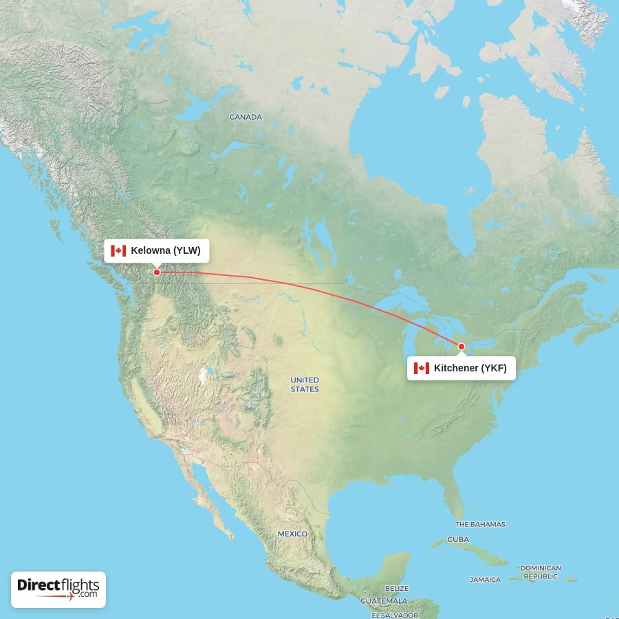 YKF - YLW route map