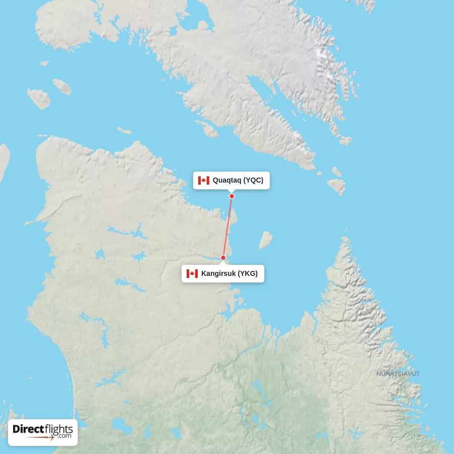 YKG - YQC route map