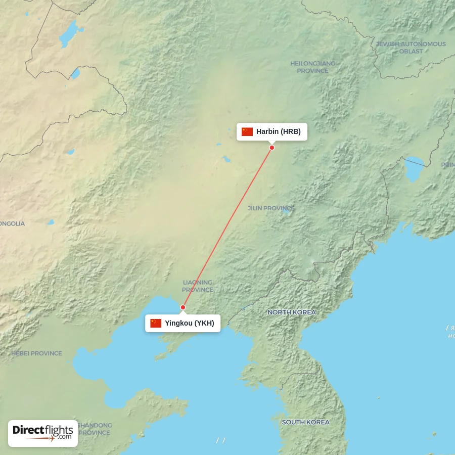YKH - HRB route map