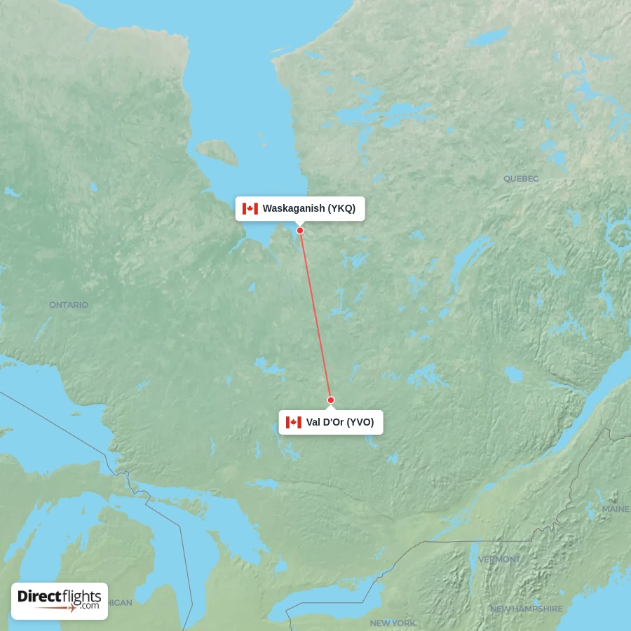 YKQ - YVO route map